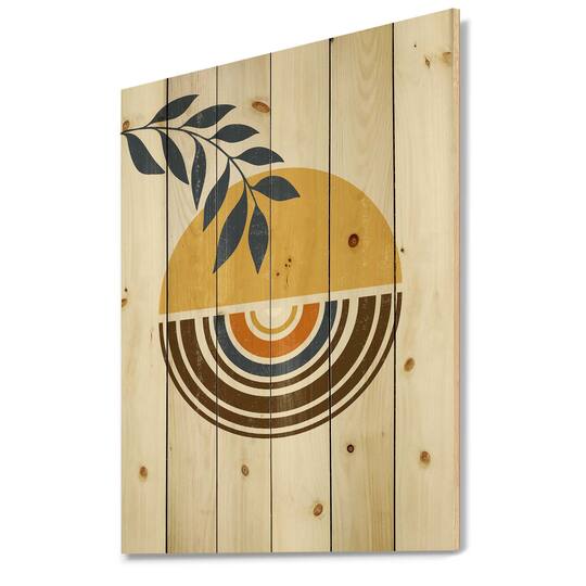 Designart - Abstract Sun Moon Leaves III